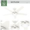 image:imageHunter Skyflow 52 inch IndoorOutdoor Ceiling Fan with Light and Wall Control Matte Black Ceiling Fan 3 Speed WhisperWind Motor 52589 for Coastal Patios Pergolas Bedrooms or Living RoomsMatte White