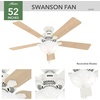 image:imageHunter Swanson Indoor Ceiling Fan with LED Light 52 inch New Bronze  Standard Mount Pull Chain 5 Blades For Bedroom Living Room Kitchen 50901Fresh White