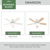 image:imageHunter Swanson Indoor Ceiling Fan with LED Light 52 inch New Bronze  Standard Mount Pull Chain 5 Blades For Bedroom Living Room Kitchen 50901Fresh White