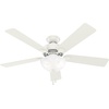image:imageHunter Swanson Indoor Ceiling Fan with LED Light 52 inch New Bronze  Standard Mount Pull Chain 5 Blades For Bedroom Living Room Kitchen 50901Fresh White