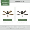 image:imageHunter Swanson Indoor Ceiling Fan with LED Light 52 inch New Bronze  Standard Mount Pull Chain 5 Blades For Bedroom Living Room Kitchen 50901New Bronze