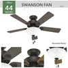 image:imageHunter Swanson Indoor Ceiling Fan with LED Light 52 inch New Bronze  Standard Mount Pull Chain 5 Blades For Bedroom Living Room Kitchen 50901New Bronze