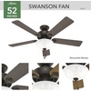 image:imageHunter Swanson Indoor Ceiling Fan with LED Light 52 inch New Bronze  Standard Mount Pull Chain 5 Blades For Bedroom Living Room Kitchen 50901New Bronze
