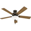image:imageHunter Swanson Indoor Ceiling Fan with LED Light 52 inch New Bronze  Standard Mount Pull Chain 5 Blades For Bedroom Living Room Kitchen 50901New Bronze