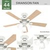 image:imageHunter Swanson Indoor Ceiling Fan with LED Lights 44 inch New Bronze  Standard Mount Pull Chain 5 Blades For Bedroom Living Room Kitchen 50881Fresh White