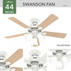 image:imageHunter Swanson Indoor Ceiling Fan with LED Lights 44 inch New Bronze  Standard Mount Pull Chain 5 Blades For Bedroom Living Room Kitchen 50881Fresh White