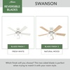 image:imageHunter Swanson Indoor Ceiling Fan with LED Lights 44 inch New Bronze  Standard Mount Pull Chain 5 Blades For Bedroom Living Room Kitchen 50881Fresh White