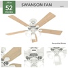 image:imageHunter Swanson Indoor Ceiling Fan with LED Lights 44 inch New Bronze  Standard Mount Pull Chain 5 Blades For Bedroom Living Room Kitchen 50881Fresh White