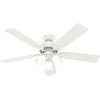 image:imageHunter Swanson Indoor Ceiling Fan with LED Lights 44 inch New Bronze  Standard Mount Pull Chain 5 Blades For Bedroom Living Room Kitchen 50881Fresh White