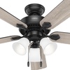 image:imageHunter Swanson Indoor Ceiling Fan with LED Lights 44 inch New Bronze  Standard Mount Pull Chain 5 Blades For Bedroom Living Room Kitchen 50881Matte Black