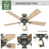 image:imageHunter Swanson Indoor Ceiling Fan with LED Lights 44 inch New Bronze  Standard Mount Pull Chain 5 Blades For Bedroom Living Room Kitchen 50881Matte Silver