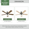 image:imageHunter Swanson Indoor Ceiling Fan with LED Lights 44 inch New Bronze  Standard Mount Pull Chain 5 Blades For Bedroom Living Room Kitchen 50881Matte Silver