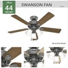 image:imageHunter Swanson Indoor Ceiling Fan with LED Lights 44 inch New Bronze  Standard Mount Pull Chain 5 Blades For Bedroom Living Room Kitchen 50881Matte Silver