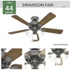 image:imageHunter Swanson Indoor Ceiling Fan with LED Lights 44 inch New Bronze  Standard Mount Pull Chain 5 Blades For Bedroom Living Room Kitchen 50881Matte Silver