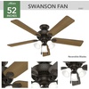 image:imageHunter Swanson Indoor Ceiling Fan with LED Lights 44 inch New Bronze  Standard Mount Pull Chain 5 Blades For Bedroom Living Room Kitchen 50881New Bronze