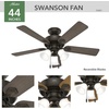 image:imageHunter Swanson Indoor Ceiling Fan with LED Lights 44 inch New Bronze  Standard Mount Pull Chain 5 Blades For Bedroom Living Room Kitchen 50881New Bronze