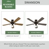 image:imageHunter Swanson Indoor Ceiling Fan with LED Lights 44 inch New Bronze  Standard Mount Pull Chain 5 Blades For Bedroom Living Room Kitchen 50881New Bronze