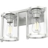 image:imageHunter  Astwood 2Light Brushed Nickel Caged Style Dimmable Medium Size Vanity Light for Bedrooms Kitchens Foyers Bathrooms  48002