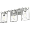 image:imageHunter  Astwood 3light Brushed Nickel Medium Size Vanity Light Dimmable Caged Style Cylinder Shaped for Bedrooms Kitchens Foyers Bathrooms  48007
