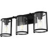 image:imageHunter  Astwood 3light Matte Black Medium Size Vanity Light Dimmable Caged Style Cylinder Shaped for Bedrooms Kitchens Foyers Bathrooms  48004