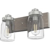 image:imageHunter  Devon Park 2light Brushed Nickel Small Vanity Light Dimmable Rustic Style for Bedrooms Kitchens Foyers Bathrooms  48019