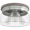 image:imageHunter  Devon Park 3Light Brushed Nickel Medium Size Flush Mount Light Dimmable Rustic Style Round Shaped for Bedrooms Kitchens Dining Living Rooms  19152Brushed Nickel