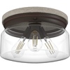 image:imageHunter  Devon Park 3Light Brushed Nickel Medium Size Flush Mount Light Dimmable Rustic Style Round Shaped for Bedrooms Kitchens Dining Living Rooms  19152Onyx Bengal