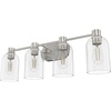 image:imageHunter  Lochemeade 4light Brushed Nickel Medium Size Vanity Light Dimmable for Bedrooms Kitchens Foyers Bathrooms  19710