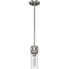 image:imageHunter  River Mill 1Light Brushed Nickel Mini Pendant Light Dimmable Rustic Style Cylinder Shaped for Bedrooms Kitchens Dining Living Rooms  19485