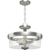 image:imageHunter  River Mill 2light Brushed Nickel Large Flush Mount Light Dimmable Rustic Style Bowl Shaped for Bedrooms Kitchens Dining Living Rooms  19487
