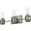 image:imageHunter  River Mill 3light Brushed Nickel Medium Size Vanity Light Dimmable Rustic Style for Bedrooms Kitchens Foyers Bathrooms  19467