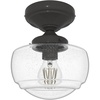 image:imageHunter  Saddle Creek 1Light Noble Bronze Schoolhouse Style Dimmable Small Flush Mount Light for Bedrooms Kitchens Foyers Bathrooms  19114