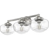 image:imageHunter  Saddle Creek 3light Brushed Nickel Medium Size Vanity Light Dimmable Schoolhouse Style for Bedrooms Kitchens Foyers Bathrooms  19461