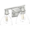 image:imageHunter  Van Nuys 2light Brushed Nickel Small Vanity Light Dimmable Transitional Style for Bedrooms Kitchens Foyers Bathrooms  48033Brushed Nickel