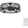 image:imageHunter 23 inch Indoor Caged Ceiling Fan with LED Lights  Farmhouse Ceiling Fan Standard Mount 4 Blades Wall Control For Bedroom Dining or Living Room or Kitchen  Fennec 50724 Noble Bronze