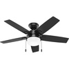 image:imageHunter 52 Anisten ENERGY STAR Ceiling Fan Light Pull Chain Fresh White  ENERGY STAR fan is 64 more efficient with DuraLight lens and 3D setup guide for bedrooms offices or living roomsMatte Black
