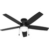 image:imageHunter 52 Anisten Low Profile Ceiling Fan Light Pull Chain Matte Black  Lowprofile housing fits rooms with lower ceilings WhisperWind motor 2 A15 LED bulbs and pull chains for indoor spacesMatte Black