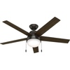 image:imageHunter Anslee Indoor Ceiling Fan with LED Light 52 inch Premier Bronze  Standard Mount Pull Chain 5 Blades For Bedroom Living Room Kitchen 50232Premier Bronze