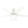 image:imageHunter Bardot Indoor Ceiling Fan Modern 5 Blades 44 inch Matte Black  with LED Light and Pull Chain Standard Mount For Bedroom Living Room Kitchen 52492Fresh White