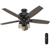 image:imageHunter Bennett Indoor Ceiling Fan Standard Mount 52 inch Matte Black  with LED Lights and Remote Control Quiet 5 Blades For Bedroom Living Room Kitchen 54189Matte Black