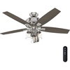 image:imageHunter Bennett Indoor Ceiling Fan Standard Mount 52 inch Matte Black  with LED Lights and Remote Control Quiet 5 Blades For Bedroom Living Room Kitchen 54189Brushed Nickel