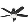 image:imageHunter Builder Deluxe Indoor Ceiling Fan Pull Chain 52 inch New Bronze  with LED Light Standard Mount 5 Blades For Bedroom Living Room Includes Bulbs 53091Matte Black