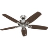 image:imageHunter Builder Elite Indoor Ceiling Fan No Light 52 inch Snow White  Standard Mount Pull Chain 5 Blades For Bedroom Living Room Kitchen 53240Brushed Nickel Finish