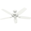 image:imageHunter Builder Elite Indoor Ceiling Fan No Light 52 inch Snow White  Standard Mount Pull Chain 5 Blades For Bedroom Living Room Kitchen 53240Snow White finish