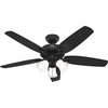 image:imageHunter Builder Plus Indoor Ceiling Fan Pull Chain 52 inch Snow White  with LED Lights Standard Mount 5 Blades For Bedroom Living Room Includes Bulbs 53236Matte Black