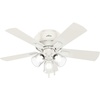 image:imageHunter Crestfield Indoor Ceiling Fan Quiet 42 inch Fresh White  with LED Lights and Pull Chain Low Profile Flush Mount 5 Blades For Bedroom Living Room Kitchen 52152Fresh White