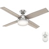 image:imageHunter Dempsey Indoor Ceiling Fan Modern 4 Blades 44 inch Fresh White  with LED Light and Remote Control Standard Mount For Bedroom Living Room Kitchen 59246Brushed Nickel  Light Gray Oak
