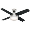 image:imageHunter Dempsey Indoor Ceiling Fan Modern 4 Blades 44 inch Fresh White  with LED Light and Remote Control Standard Mount For Bedroom Living Room Kitchen 59246Brushed Nickel  Chocolate Oak