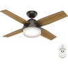 image:imageHunter Dempsey Indoor Ceiling Fan Modern 4 Blades 44 inch Fresh White  with LED Light and Remote Control Standard Mount For Bedroom Living Room Kitchen 59246Noble Bronze