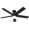 image:imageHunter Fan 52 inch Ceiling Fan with Light and Pull Chain Outdoor or Indoor Matte Black Ceiling Fan for Porch Living Room Office Kitchen Garage 5 Blades Renewed